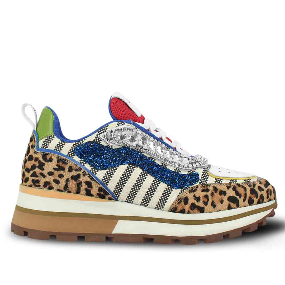 Whitesta Fiorella Multi Color Leopard Print Leather Sneakers