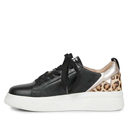 Whitesta Womens Black Leather Sneaker