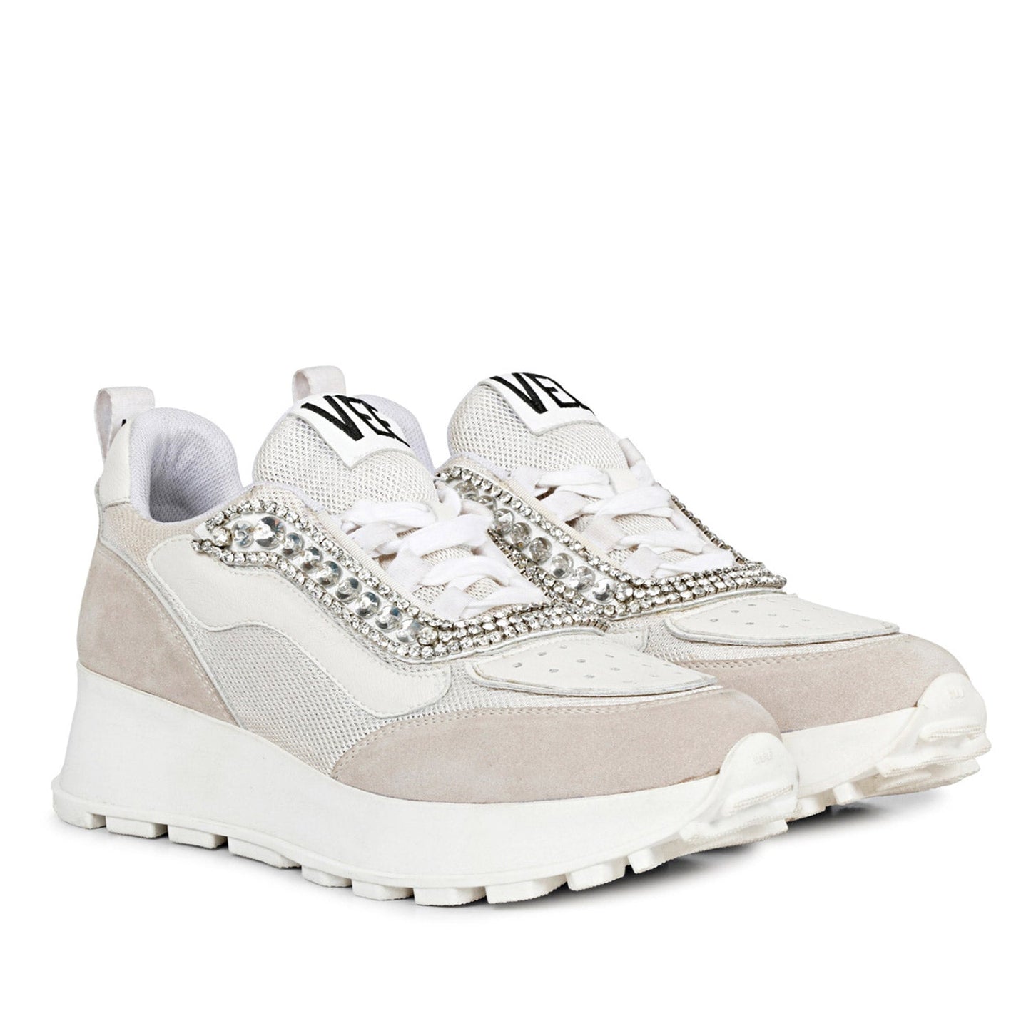 Whitesta Womens White Leather Sneakers