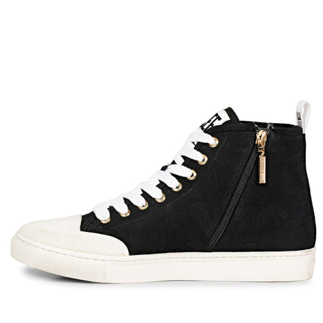 Whitesta Aubrey Crystal Embellished Black Leather Sneakers