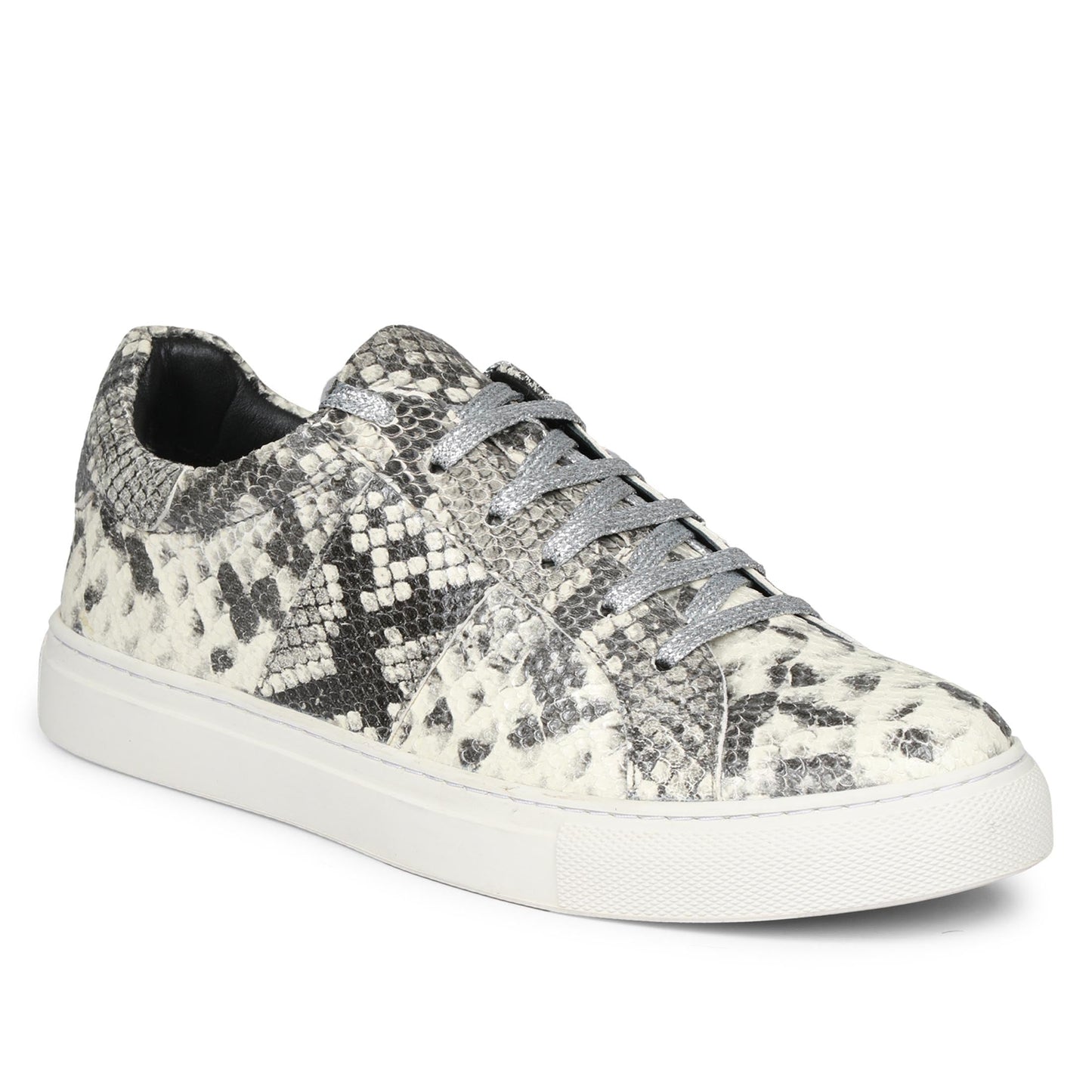 Grey Python Print Leather Sneakers - Whitesta