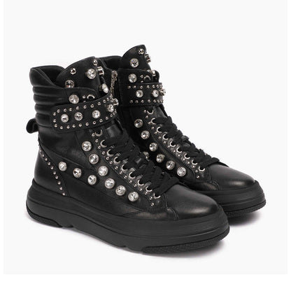 Whitesta Beyonce Embellished Black Leather Shoes