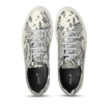 Whitesta Elined Grey Python Print Leather Sneakers - Whitesta