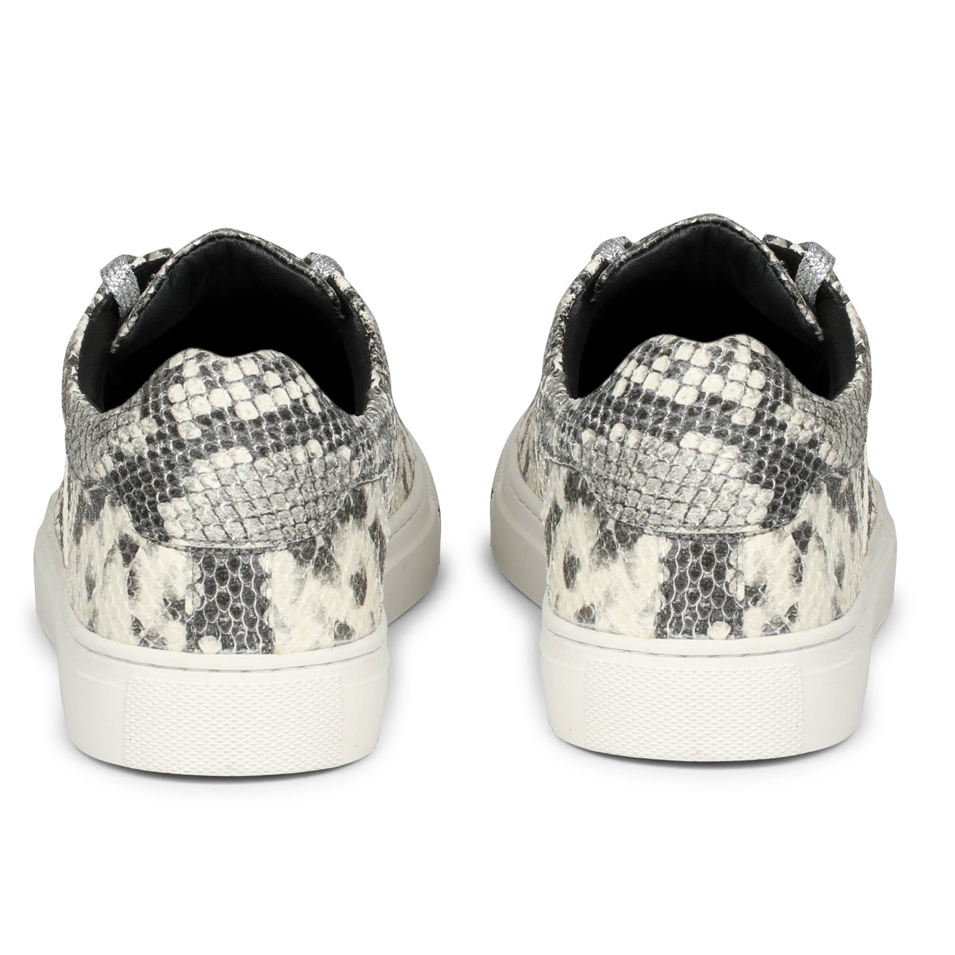 Grey Python Print Leather Sneakers - Whitesta