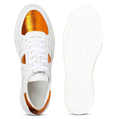 Whitesta Arlo White & Orange Leather Sneakers