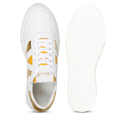 Whitesta Felix White & Yellow Leather Sneakers