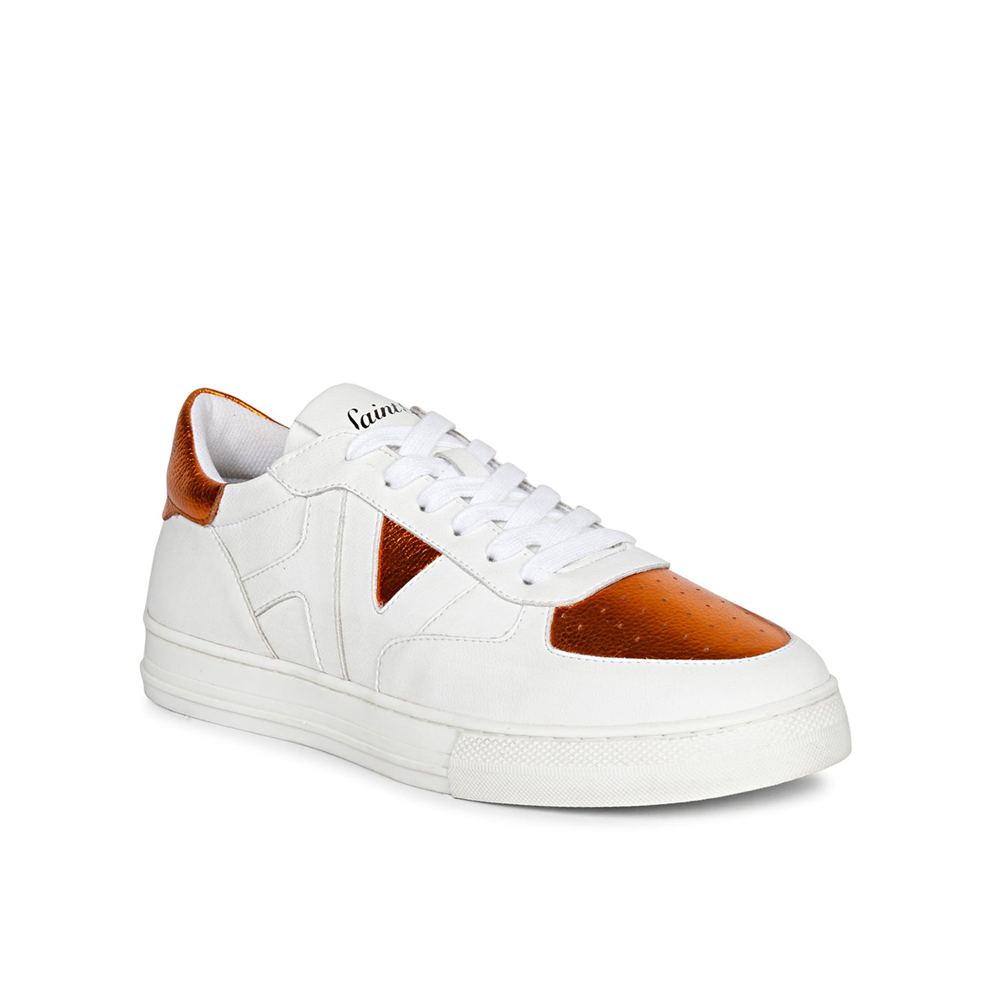 Whitesta Arlo White & Orange Leather Sneakers