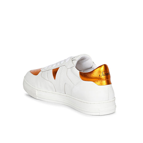 Whitesta Arlo White & Orange Leather Sneakers