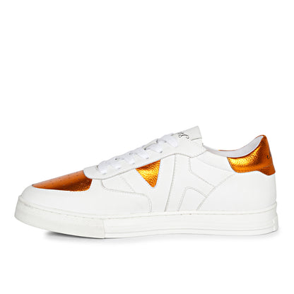 Whitesta Arlo White & Orange Leather Sneakers