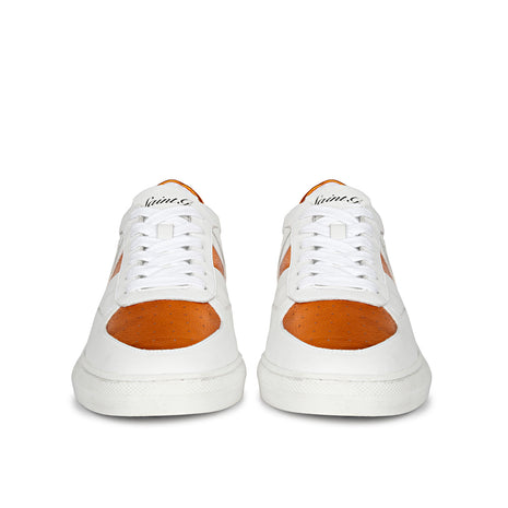 Whitesta Arlo White & Orange Leather Sneakers