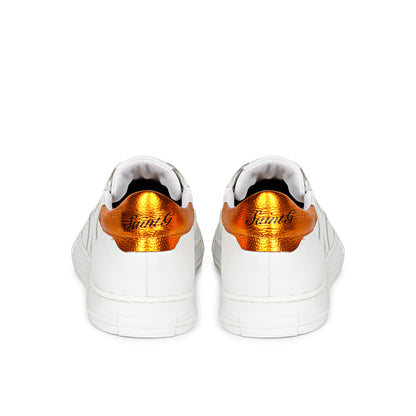 Whitesta Arlo White & Orange Leather Sneakers