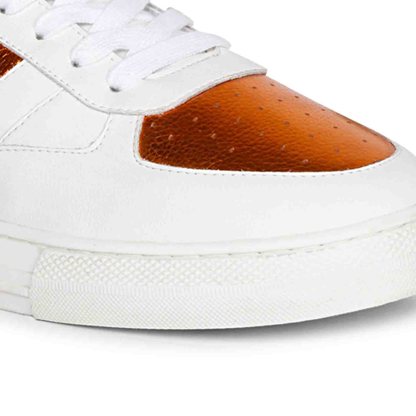 Whitesta Arlo White & Orange Leather Sneakers