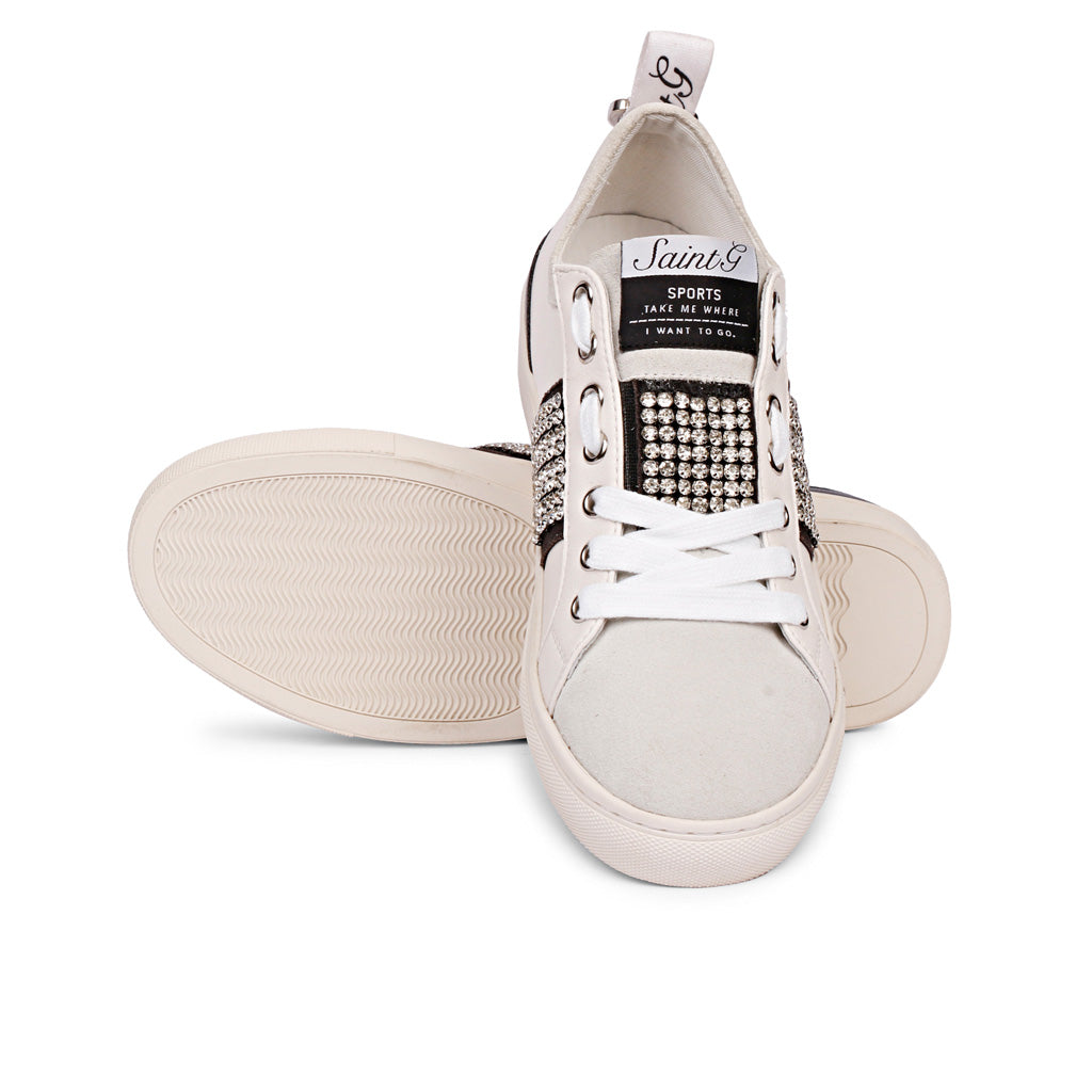 Whitesta Janet Off White Leather Sneakers - Stylish and comfortable footwear for a trendy look. Elevate your fashion with these chic off-white sneakers.