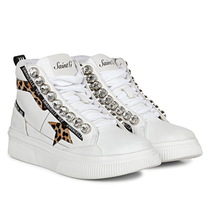 Whitesta Womens White Leather Sneaker