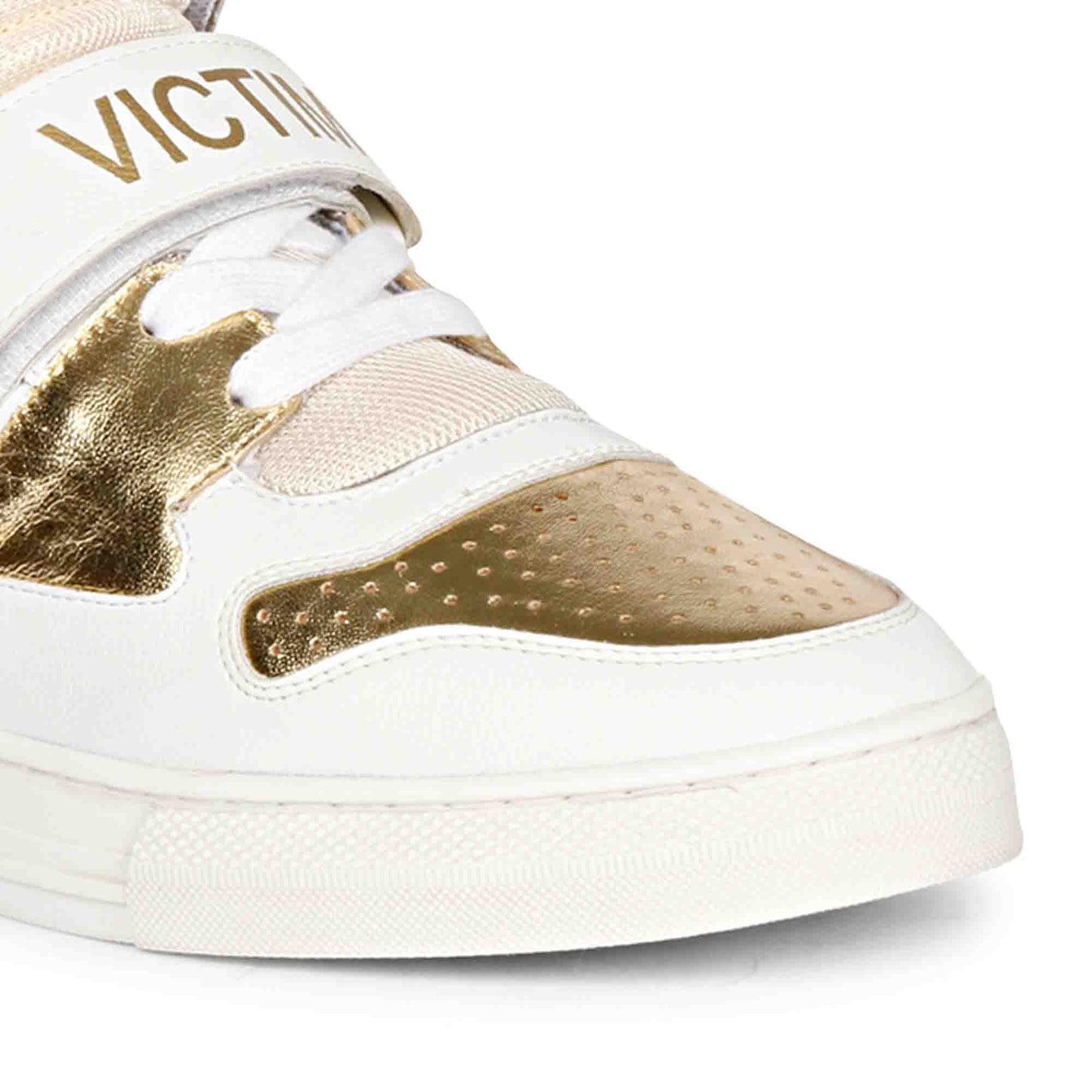 Whitesta Rowan White & Gold Leather Sneakers