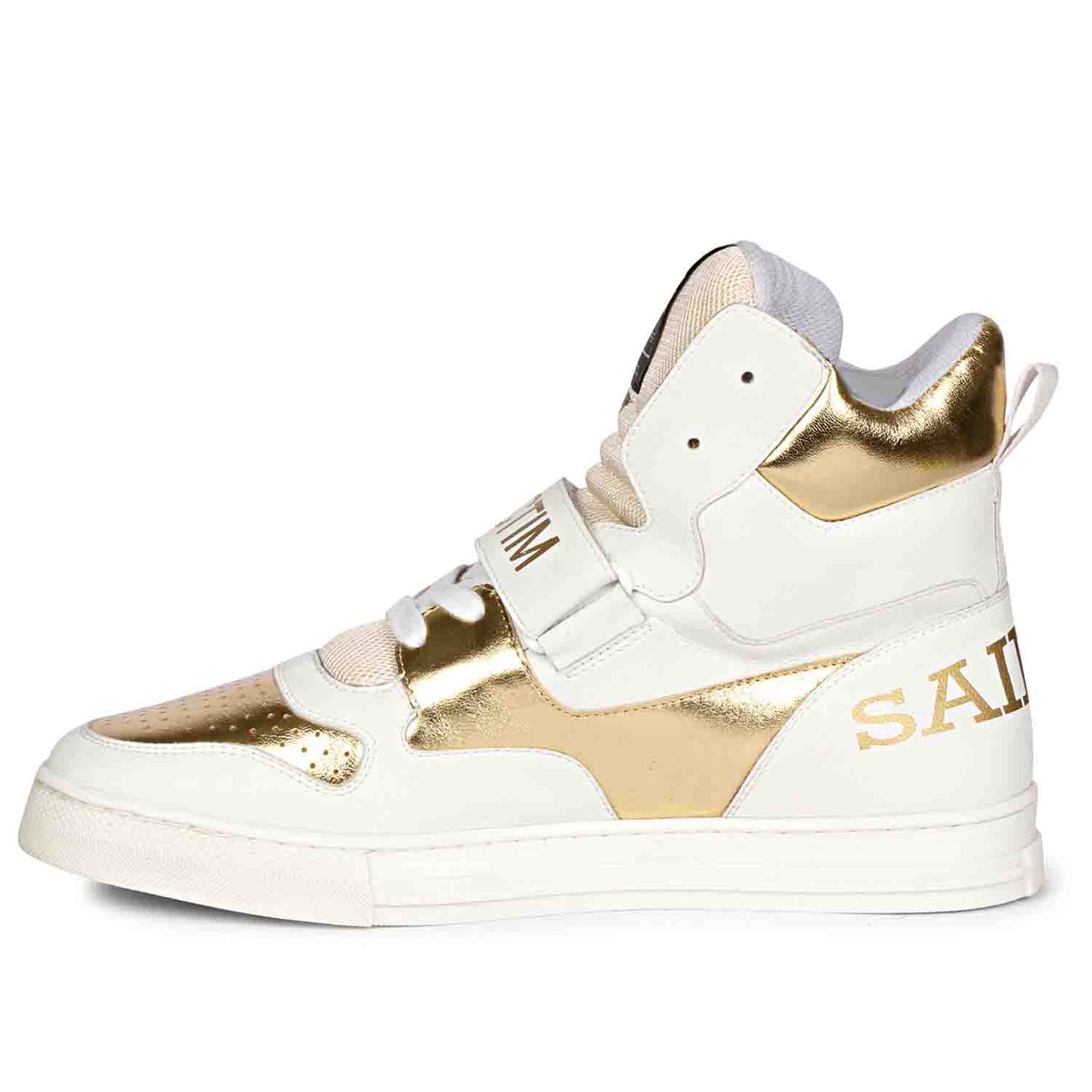 Whitesta Rowan White & Gold Leather Sneakers