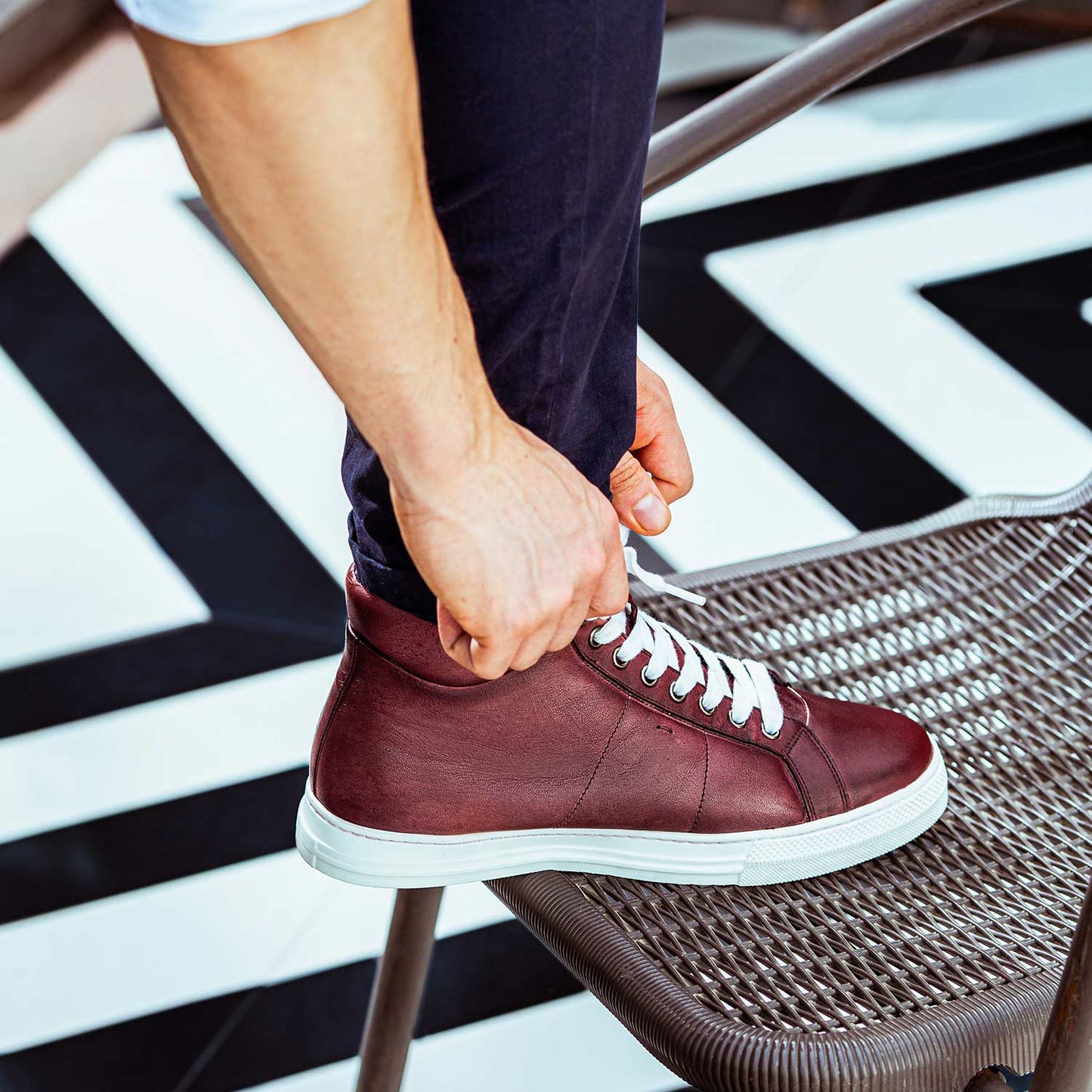 Whitesta Tesoro Burgundy Handcrafted Leather Sneakers