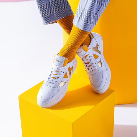 Whitesta Felix White & Yellow Leather Sneakers