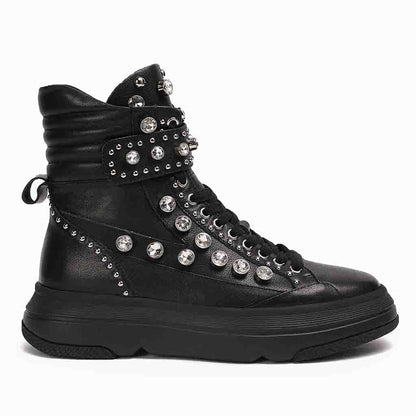 Whitesta Beyonce Embellished Black Leather Shoes