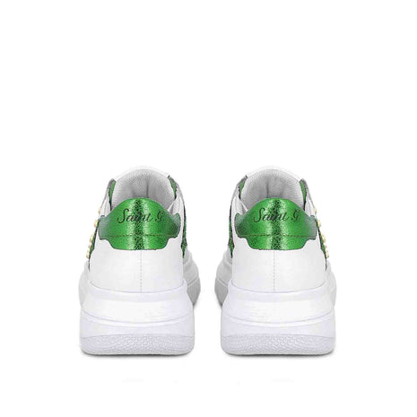 Whitesta Antea White & Green Leather Sneakers