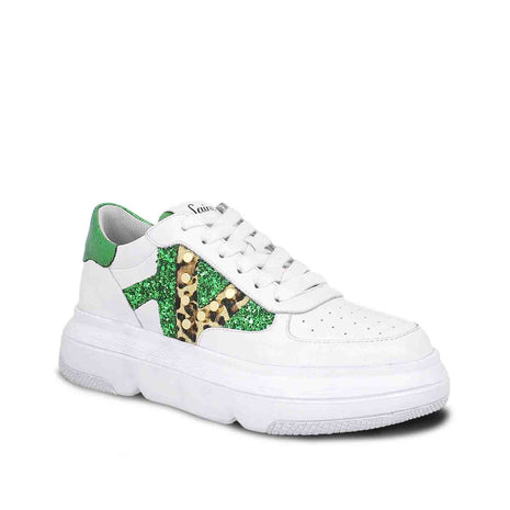 Whitesta Antea White & Green Leather Sneakers