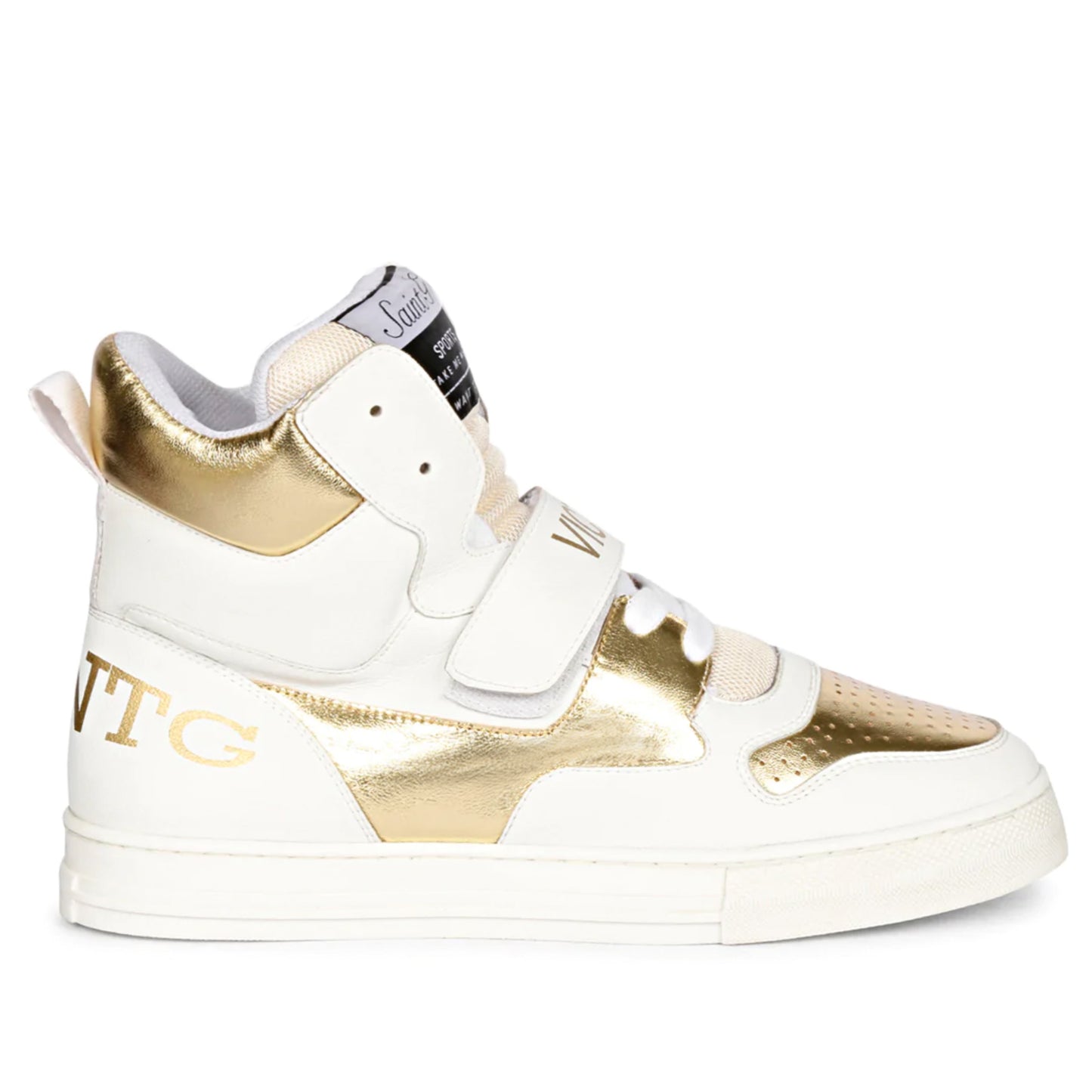 Whitesta Rowan White & Gold Leather Sneakers