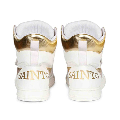 Whitesta Rowan White & Gold Leather Sneakers