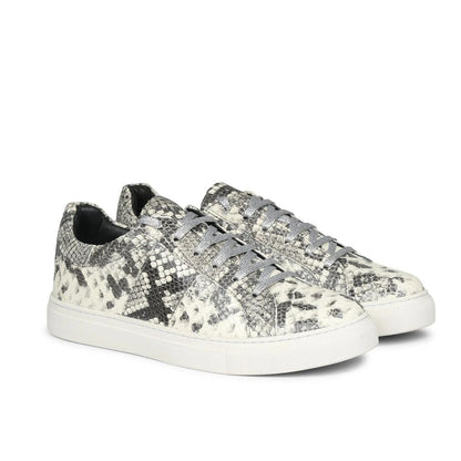 Whitesta Elined Grey Python Print Leather Sneakers - Whitesta