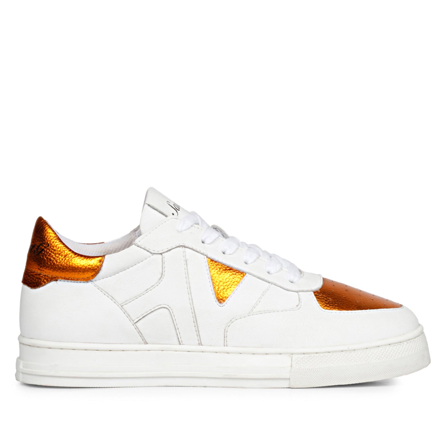 Whitesta Arlo White & Orange Leather Sneakers