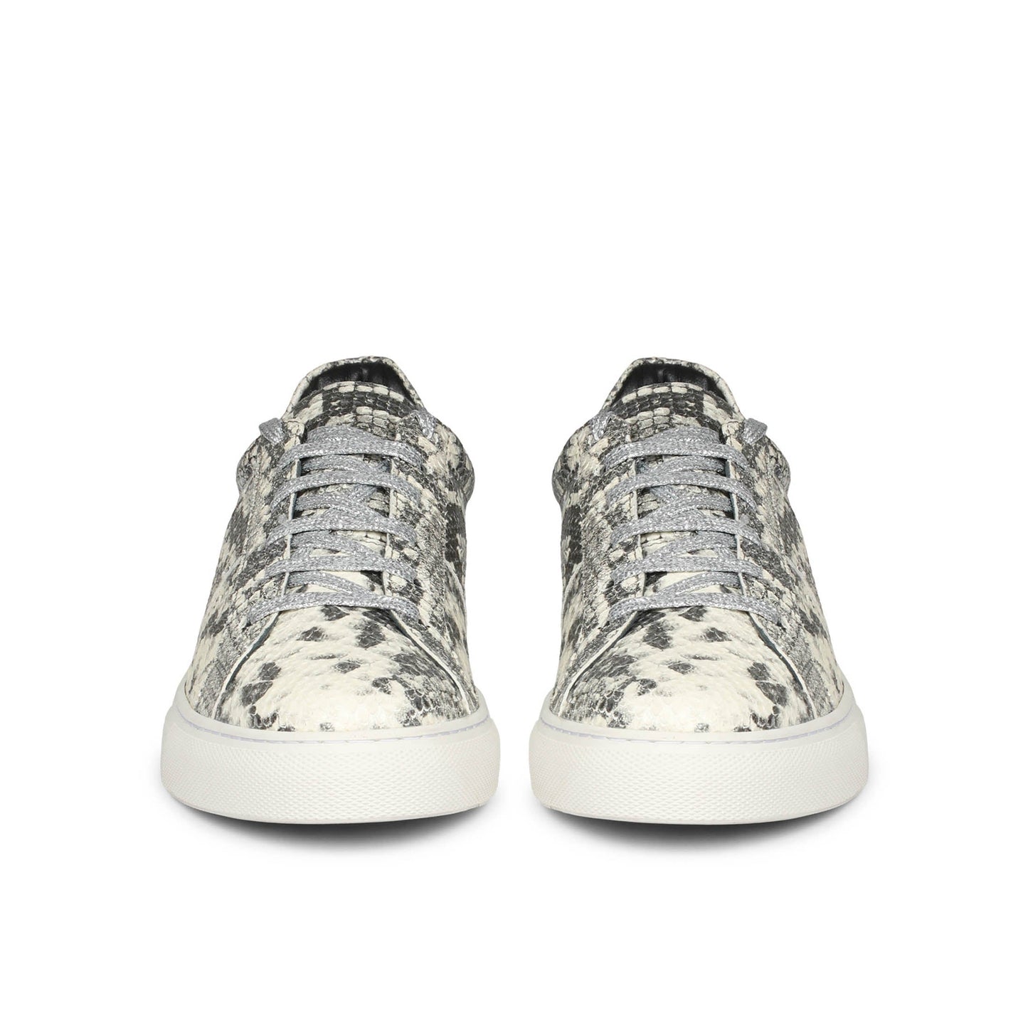 Grey Python Print Leather Sneakers - Whitesta