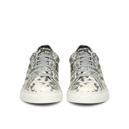 Grey Python Print Leather Sneakers - Whitesta