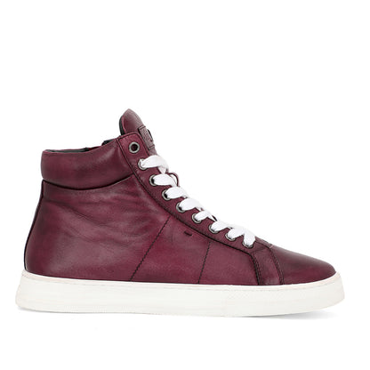 Whitesta Tesoro Burgundy Handcrafted Leather Sneakers