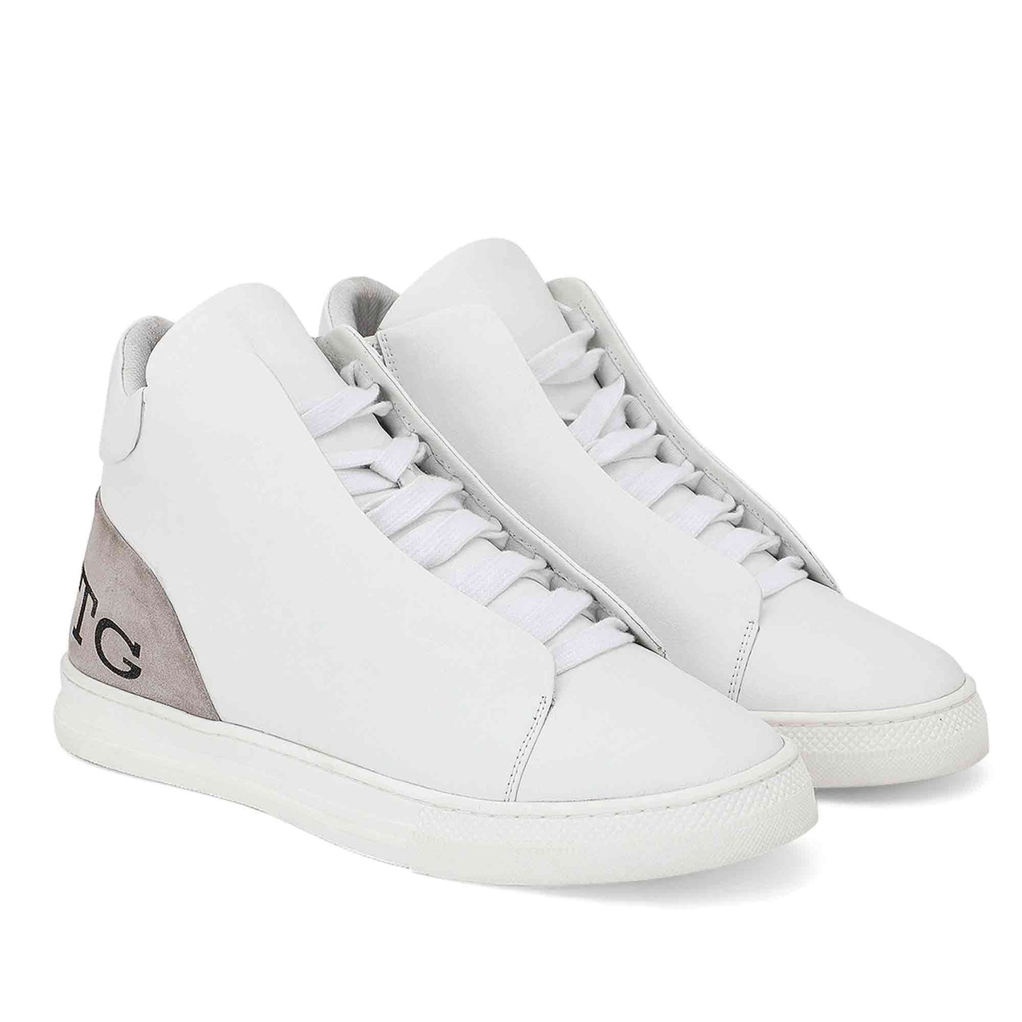 Whitesta Milo White Leather Handcrafted Sneakers