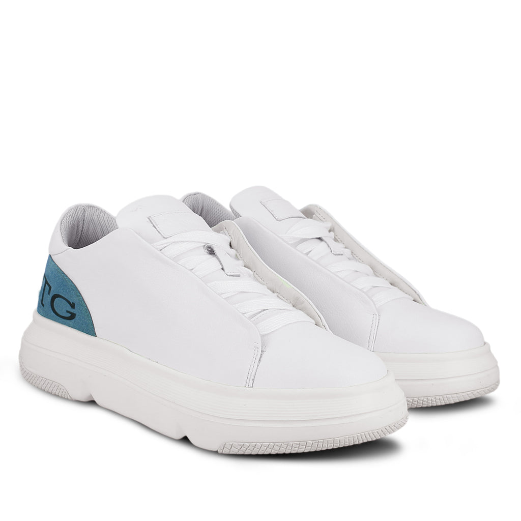 Whitesta Fiore White Leather Handcrafted Sneakers