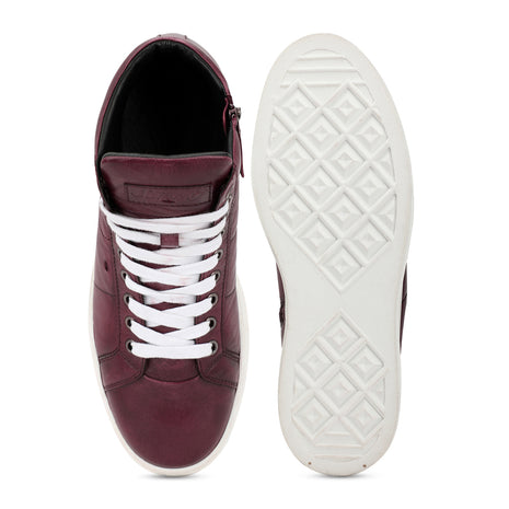 Whitesta Tesoro Burgundy Handcrafted Leather Sneakers