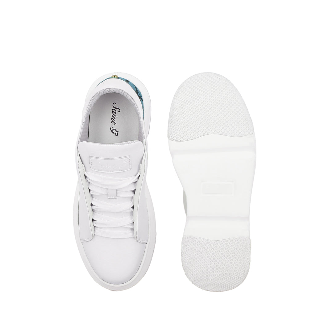 Whitesta Fiore White Leather Handcrafted Sneakers