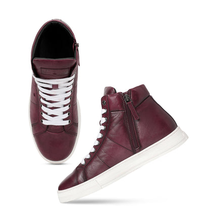 Whitesta Tesoro Burgundy Handcrafted Leather Sneakers