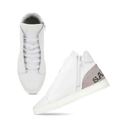 Whitesta Milo White Leather Handcrafted Sneakers