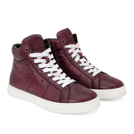 Whitesta Tesoro Burgundy Handcrafted Leather Sneakers