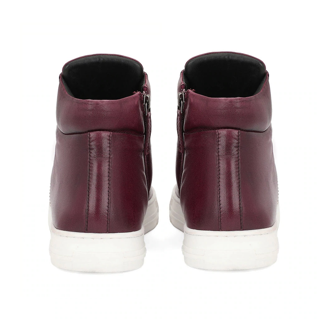 Whitesta Tesoro Burgundy Handcrafted Leather Sneakers