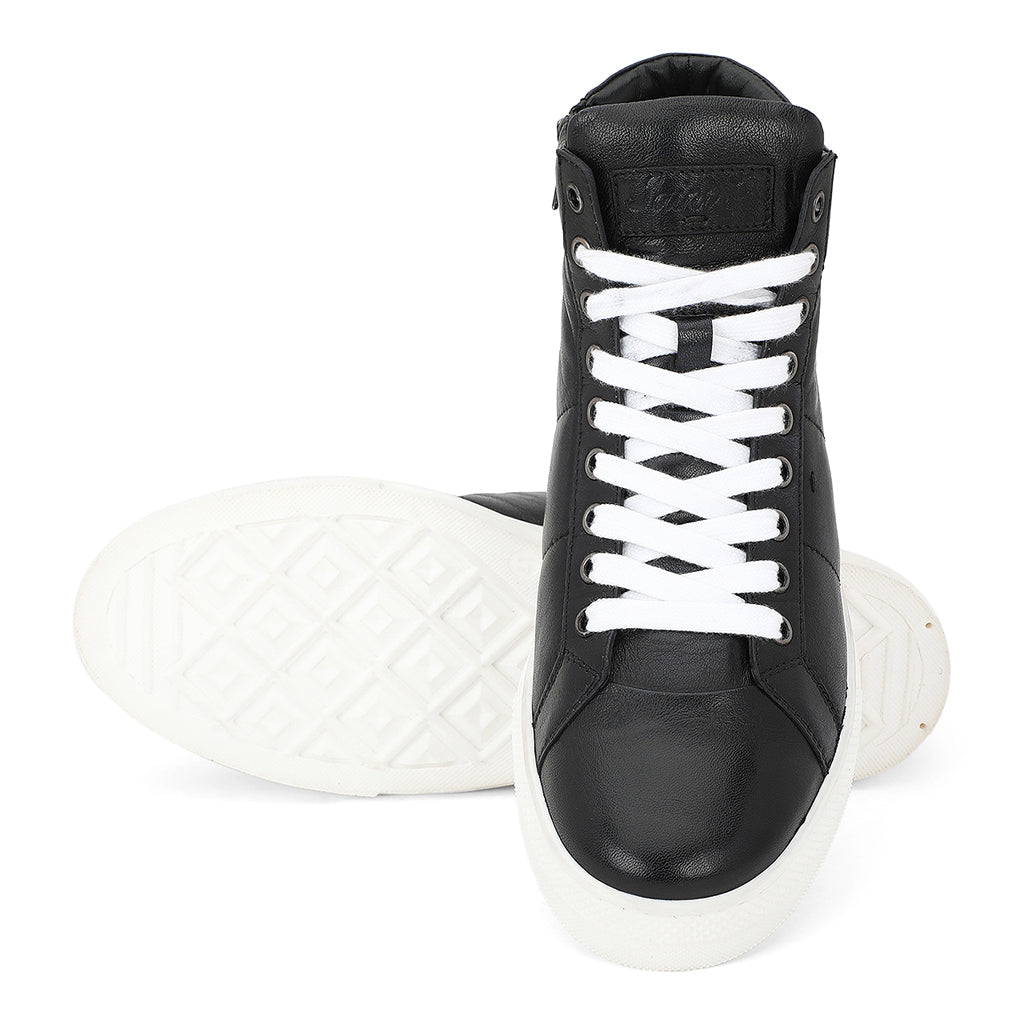 Whitesta Artemas Black Handcrafted Leather Sneakers